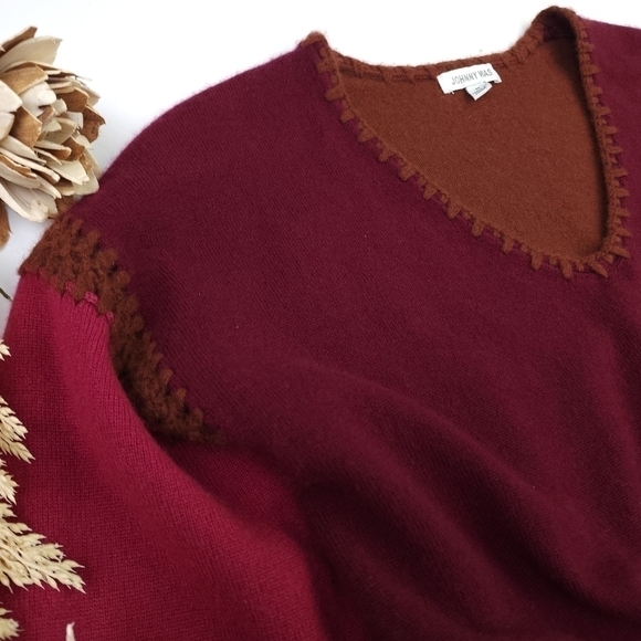 Johnny Was Cashmere Brown Red Sweater  Sz M - Picture 11 of 12